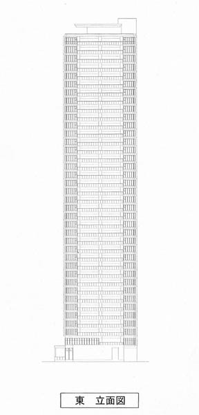 プレミストタワー大阪新町ローレルコートの立面図